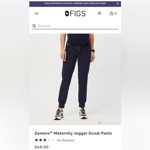 Navy blue Figs maternity jogger scrubs - medium